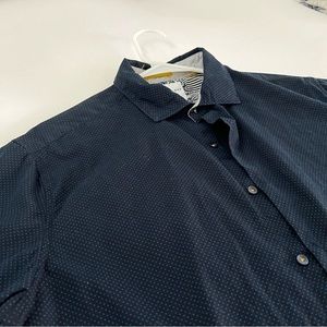 Denim & Flowers Short sleeve Navy Shirt with Dots